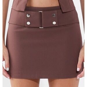 BY.DYLN Ren Buckle Detail Low-Rise Mini Skirt Brown Size XS